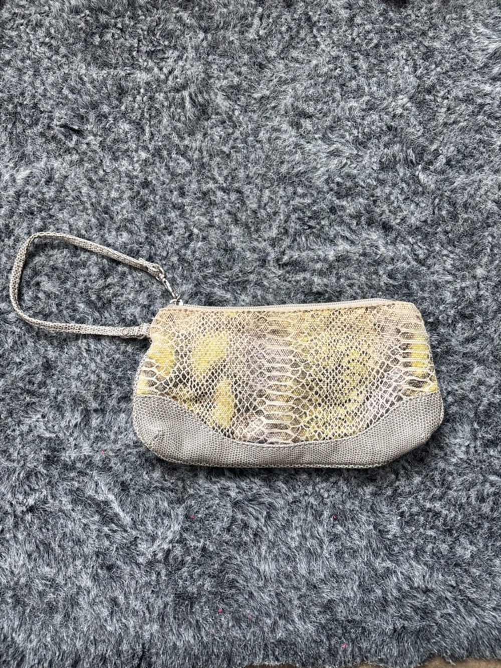 Cache Snake-Print Wristlet Clutch in Yellow and Gray